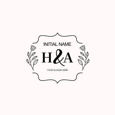 Minimalist Çiçek Baş Logosu, HA Marka Şablonu
