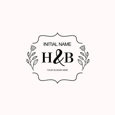 Minimalist Çiçek Baş Logosu, HB Marka Şablonu