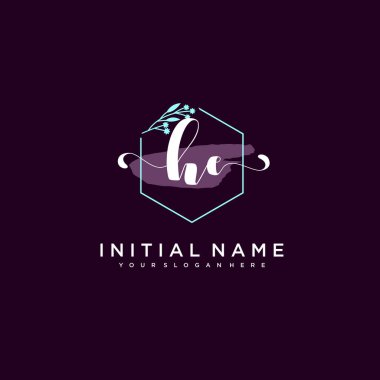 Minimalist Çiçek Baş Logosu, He Marka Şablonu