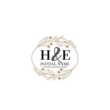 Minimalist Çiçek Baş Logosu, He Marka Şablonu