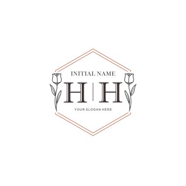 Kişisel ya da Marka İçin HH Minimal Çiçek Logosu Koleksiyonu