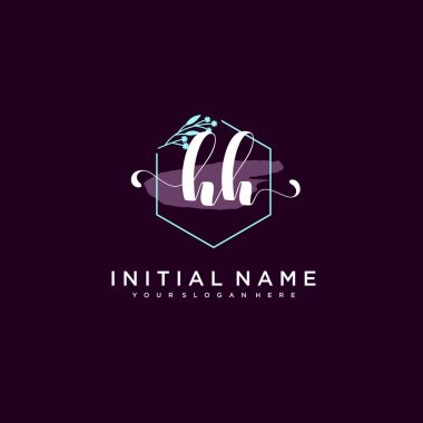 Minimalist Çiçek Baş Logosu, HH Damgalama Şablonu