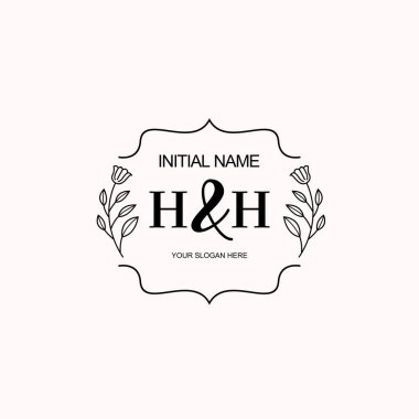 Minimalist Çiçek Baş Logosu, HH Damgalama Şablonu