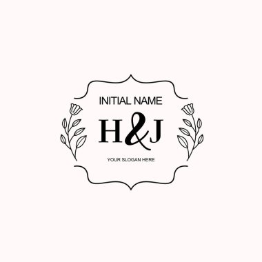 Minimalist Çiçek Baş Logosu, HJ Marka Şablonu