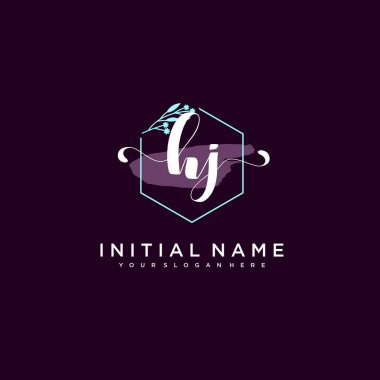 Minimalist Çiçek Baş Logosu, HJ Marka Şablonu