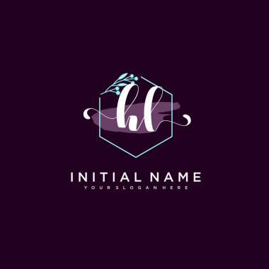 Minimalist Çiçek Baş Logosu, HL Marka Şablonu