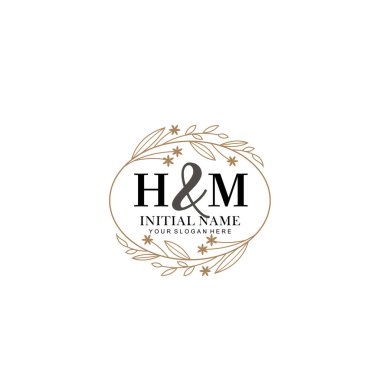 Minimalist Çiçek Baş Logosu, HM Marka Şablonu