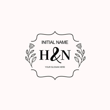 Minimalist Çiçek Baş Logosu, HN Marka Şablonu