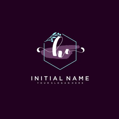Minimalist Çiçek Baş Logosu, HO Marka Şablonu