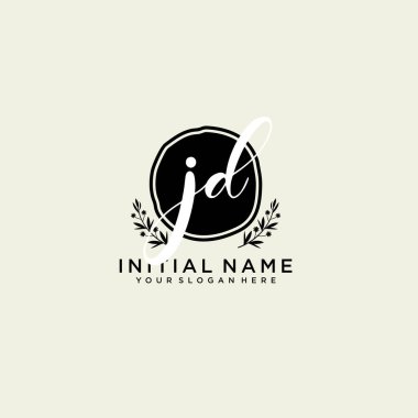 JD Monogramlı Modern Çiçek Baş Logosu