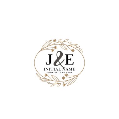 Minimalist Çiçek Baş Logosu, JE Marka Şablonu