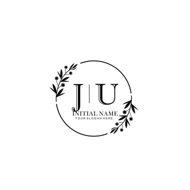 Kişisel ya da Marka İçin JU Minimal Çiçek Logosu Koleksiyonu