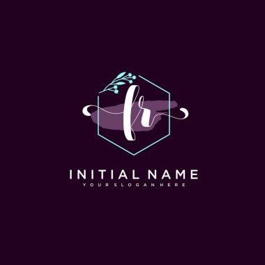 Minimalist Çiçek Baş Logosu, FR Marka Şablonu