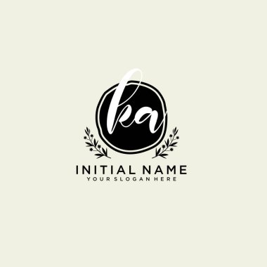 KA Monogramlı Modern Çiçek Baş Logosu