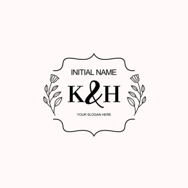Minimalist Çiçek Baş Logosu, KH Marka Şablonu