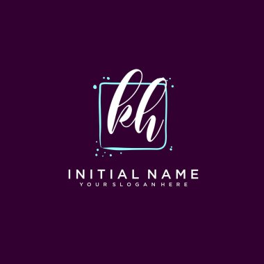 KH Monogramlı Modern Çiçek Baş Logosu