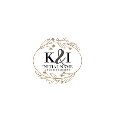 Minimalist Çiçek Baş Logosu, KI Marka Şablonu