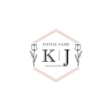 Kişisel ya da Marka İçin KJ Minimal Çiçek Logosu Koleksiyonu