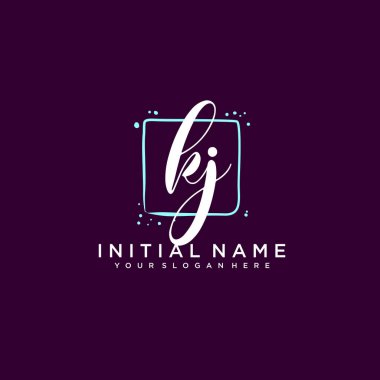 KJ Monogramlı Modern Çiçek Baş Logosu