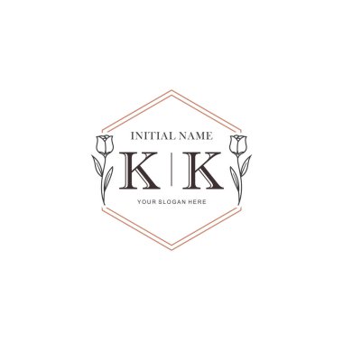KK Kişisel ya da Marka İçin Minimum Çiçek Monogram Logosu Koleksiyonu