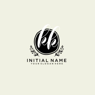 KK Monogramlı Modern Çiçek Baş Logosu