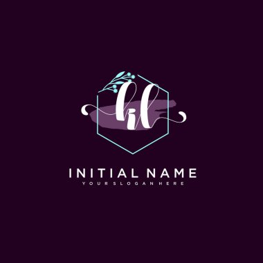 Minimalist Çiçek Baş Logosu, KL Marka Şablonu