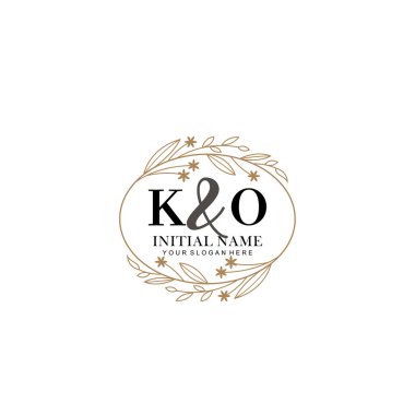 Minimalist Çiçek Baş Logosu, KO Marka Şablonu