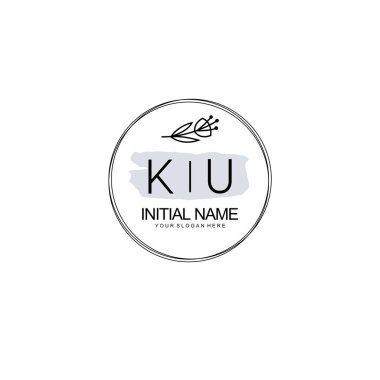 Kişisel ya da Marka İçin KU Minimal Çiçek Logosu Koleksiyonu