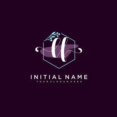 Minimalist Çiçek Baş Logosu, LF Marka Şablonu