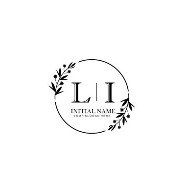 Kişisel ya da Marka İçin LI Minimal Çiçek Monogramı Logosu Koleksiyonu