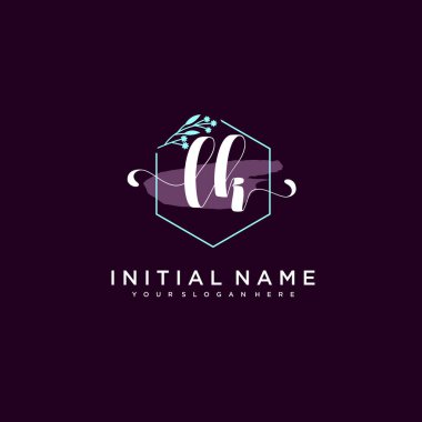 Minimalist Çiçek Baş Logosu, LK Marka Şablonu