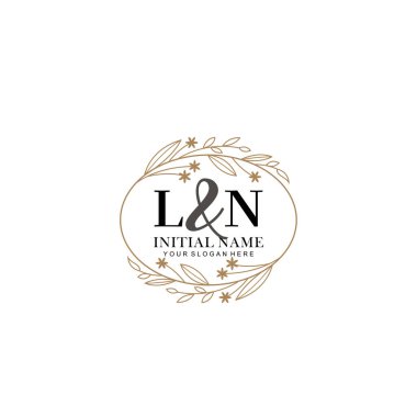 Minimalist Çiçek Baş Logosu, LN Marka Şablonu