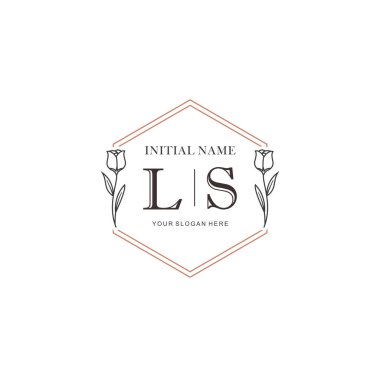 Kişisel ya da Marka İçin LS Minimal Çiçek Monogram Logosu Koleksiyonu