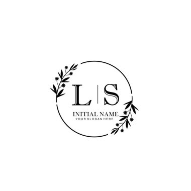Kişisel ya da Marka İçin LS Minimal Çiçek Monogram Logosu Koleksiyonu