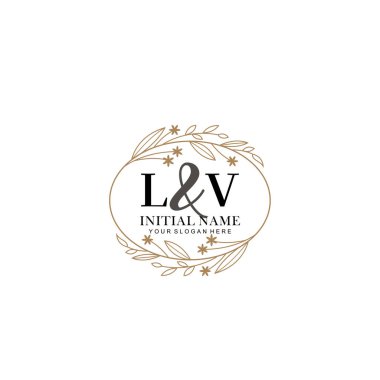 Minimalist Çiçek Baş Logosu, LV Marka Şablonu