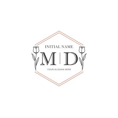 Kişisel ya da Marka İçin MD Minimal Çiçek Logosu Koleksiyonu