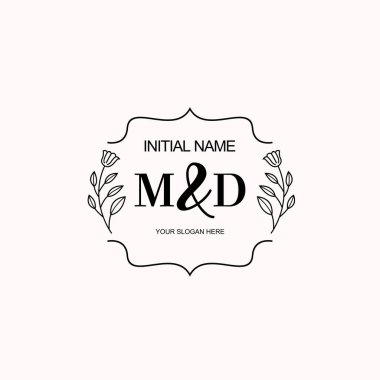 Minimalist Çiçek Baş Logosu, MD Marka Şablonu