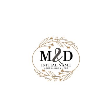 Minimalist Çiçek Baş Logosu, MD Marka Şablonu