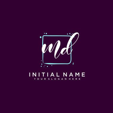 MD Monogramlı Modern Çiçek Baş Logosu