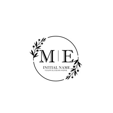 Kişisel ya da Marka İçin ME Minimal Çiçek Monogram Logosu Koleksiyonu