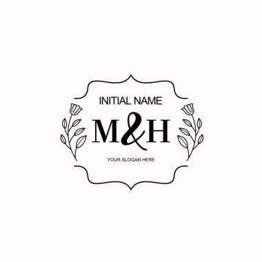 Minimalist Çiçek Baş Logosu, MH Marka Şablonu