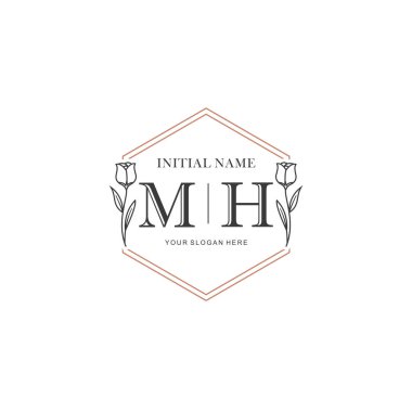 Kişisel ya da Marka İçin MH Minimal Çiçek Logosu Koleksiyonu