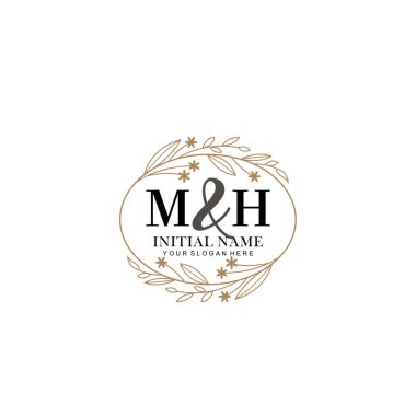 Minimalist Çiçek Baş Logosu, MH Marka Şablonu