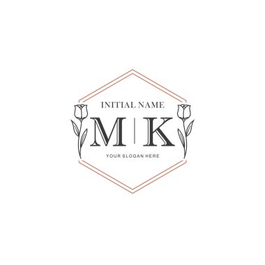 Kişisel ya da Marka İçin MK Minimal Çiçek Logosu Koleksiyonu