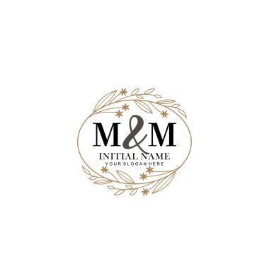 Minimalist Çiçek Baş Logosu, MM Marka Şablonu