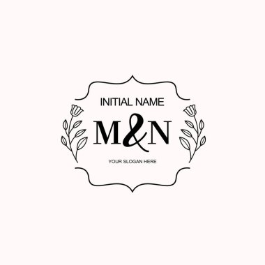 Minimalist Çiçek Baş Logosu, MN Marka Şablonu