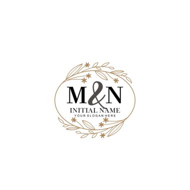 Minimalist Çiçek Baş Logosu, MN Marka Şablonu