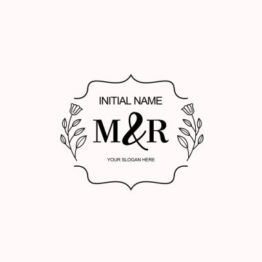 Minimalist Çiçek Baş Logosu, MR Marka Şablonu