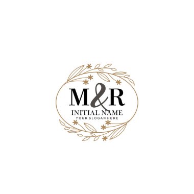 Minimalist Çiçek Baş Logosu, MR Marka Şablonu