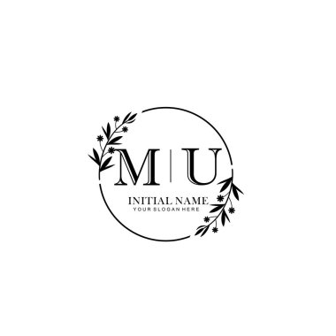 Kişisel ya da Marka İçin MU Minimum Çiçek Logosu Koleksiyonu